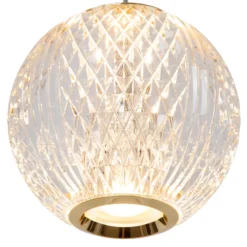 Lámpara colgante Cintra LED, Ø 25 cm, transparente/oro, acrílico