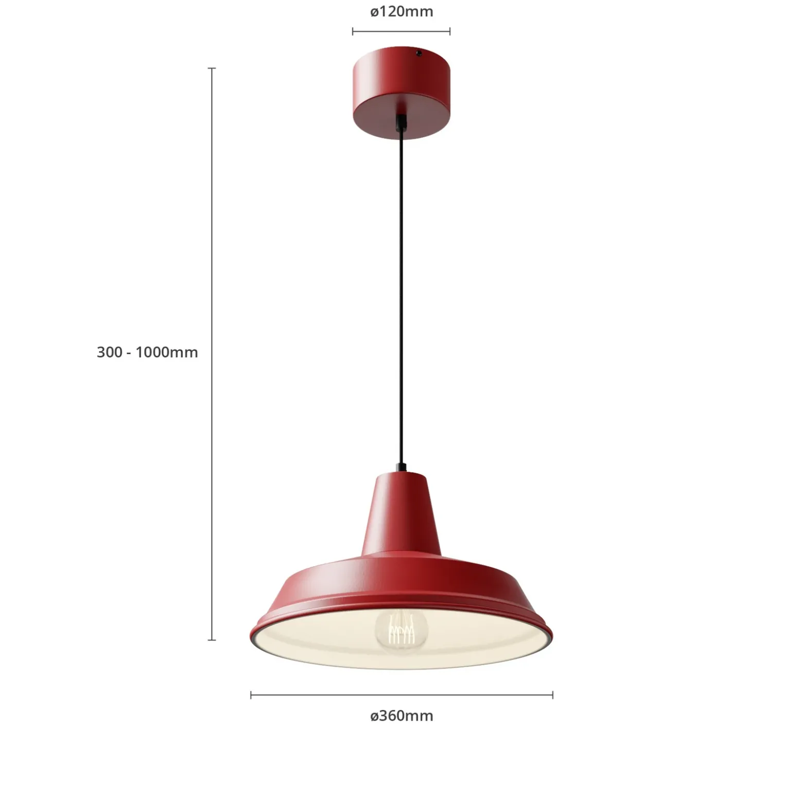 Lámpara colgante CLASS, rojo/blanco, Ø 36 cm, metal