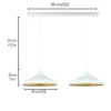 Lámpara colgante Claus, blanca, longitud 85 cm, 2 luces, metal