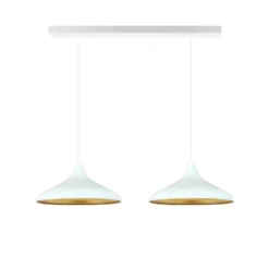 Lámpara colgante Claus, blanca, longitud 85 cm, 2 luces, metal