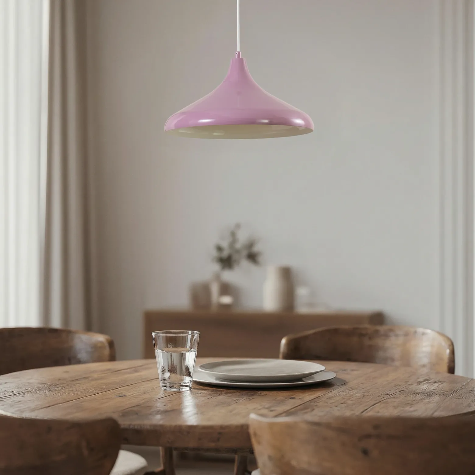 Lámpara colgante Claus, morado/blanco, Ø 35 cm, metal