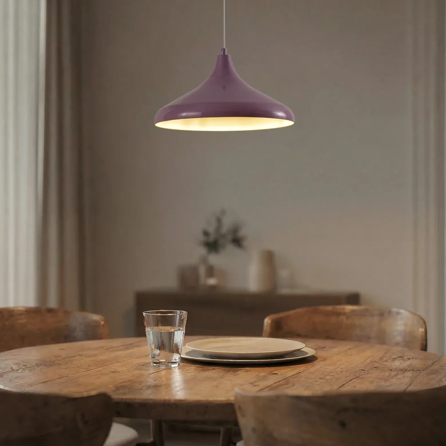 Lámpara colgante Claus, morado/blanco, Ø 35 cm, metal
