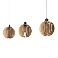 Lámpara colgante Clay, contrachapado de abedul, 90 cm, 3 lámparas.
