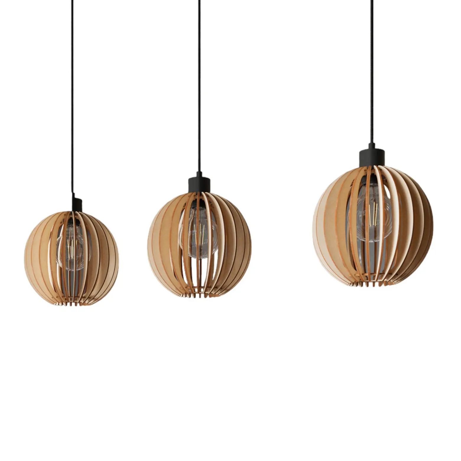 Lámpara colgante Clay, contrachapado de abedul, 90 cm, 3 lámparas.