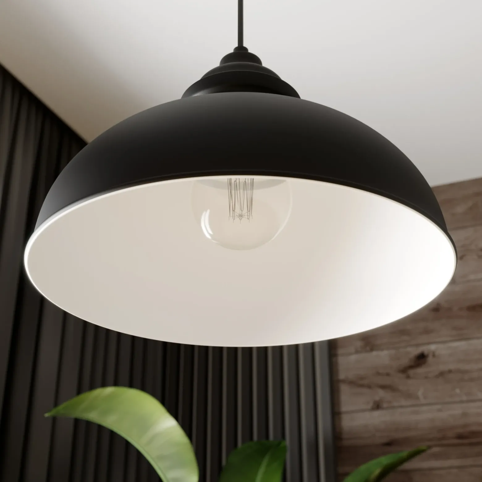 Lámpara colgante Cliona de Lindby, negra, metal, Ø 31 cm, E27