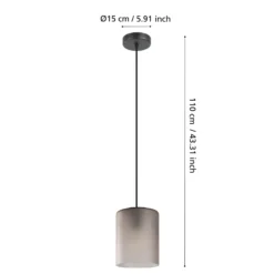 Lámpara colgante Colomera, Ø 15 cm, negro/gris, cristal