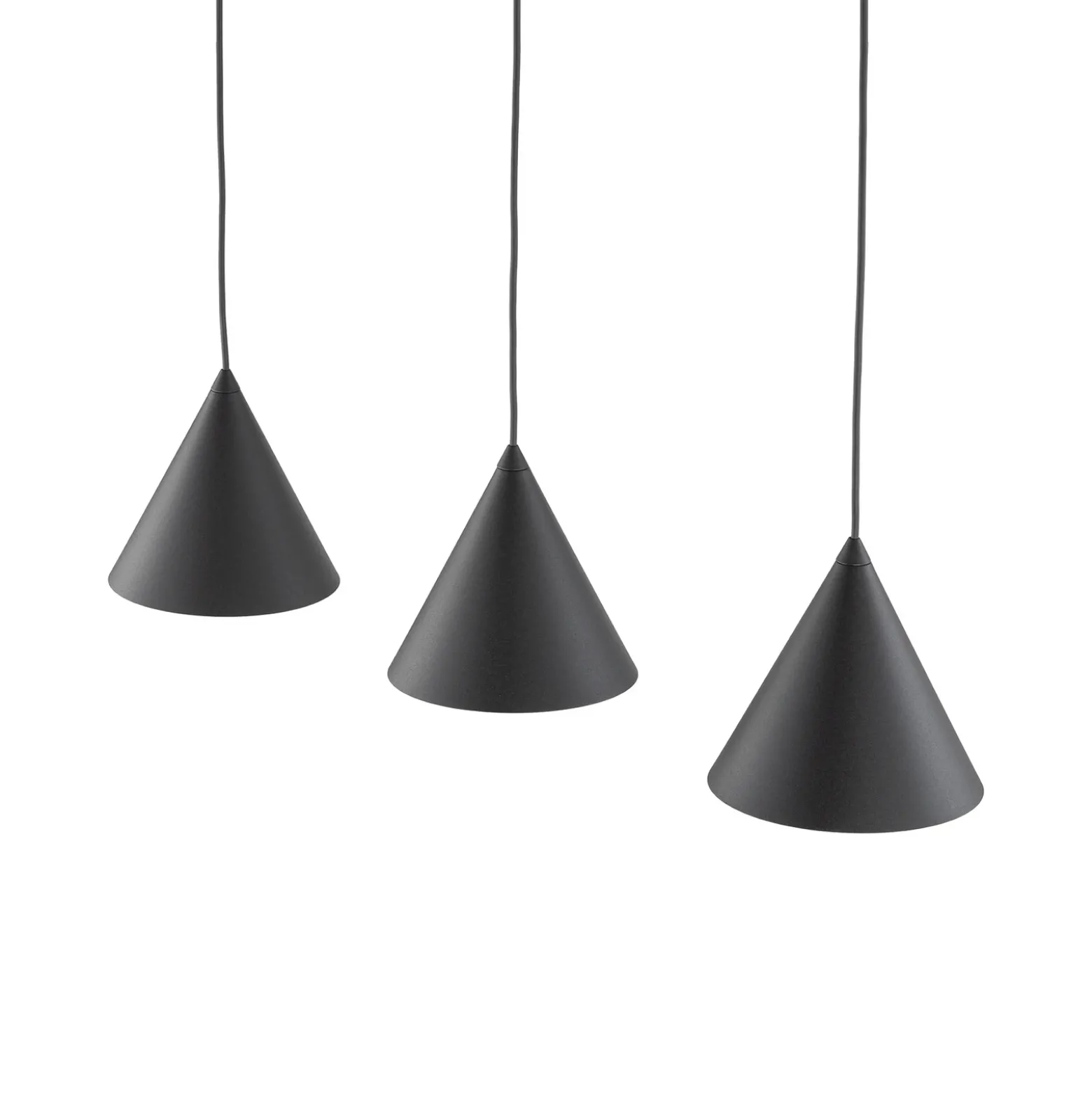 Lámpara colgante Cono, 3 luces, negro, E27