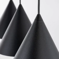 Lámpara colgante Cono, 3 luces, negro, E27