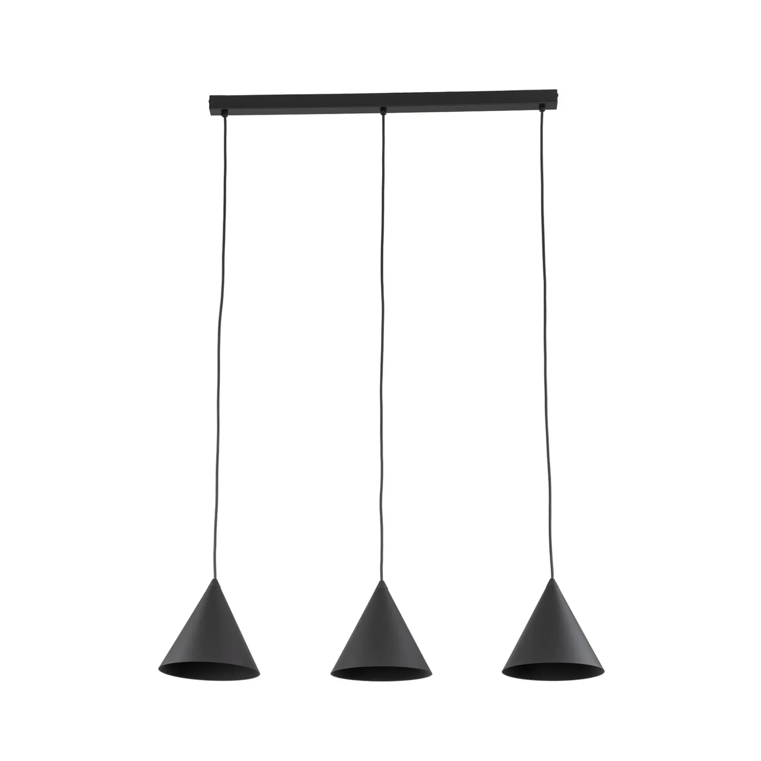 Lámpara colgante Cono, 3 luces, negro, E27