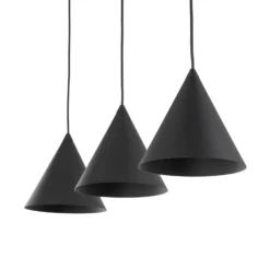 Lámpara colgante Cono, 3 luces, negro, E27