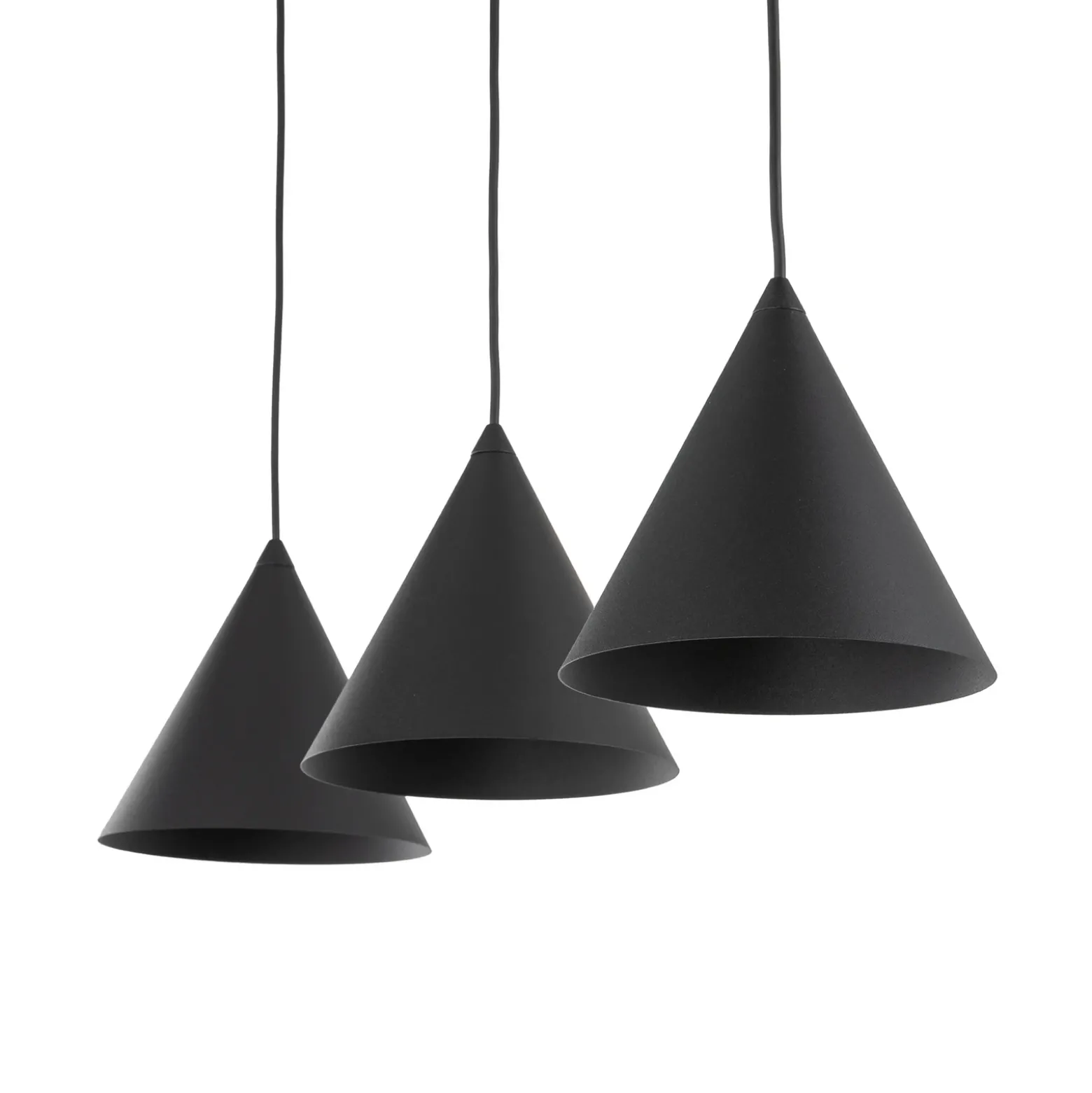 Lámpara colgante Cono, 3 luces, negro, E27