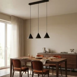 Lámpara colgante Cono, 3 luces, negro, E27