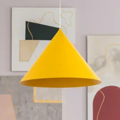 Lámpara colgante Cono, 1 luz, Ø 50 cm, amarilla, E27