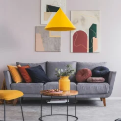 Lámpara colgante Cono, 1 luz, Ø 50 cm, amarilla, E27