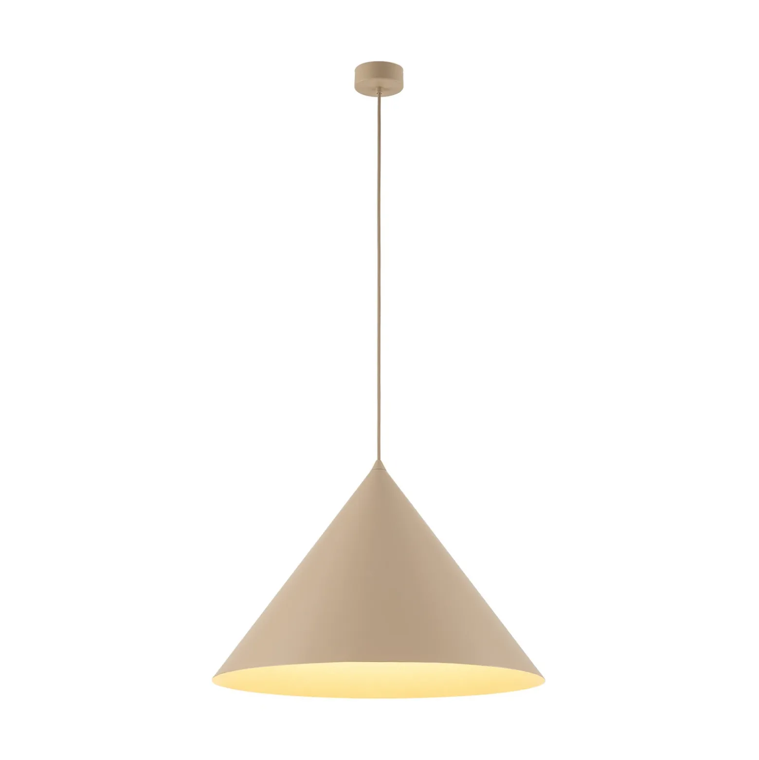 Lámpara colgante Cono, 1 luz, Ø 50 cm, arena, E27