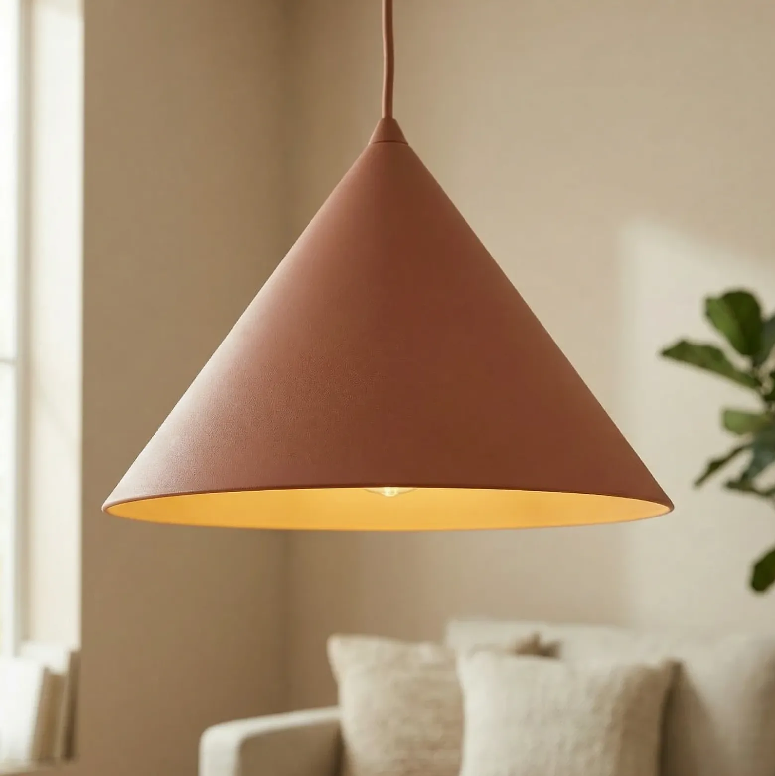 Lámpara colgante Cono, 1 luz, Ø 50 cm, terracota, E27