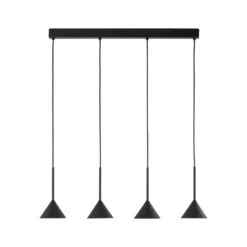 Lámpara colgante Cono Mini, 4 luces, negro GU10