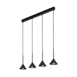 Lámpara colgante Cono Mini, 4 luces, negro GU10