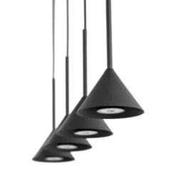 Lámpara colgante Cono Mini, 4 luces, negro GU10