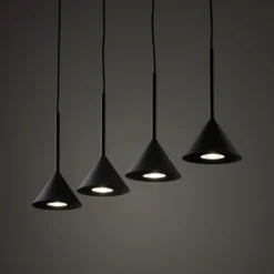 Lámpara colgante Cono Mini, 4 luces, negro GU10