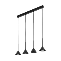 Lámpara colgante Cono Mini, 4 luces, negro GU10