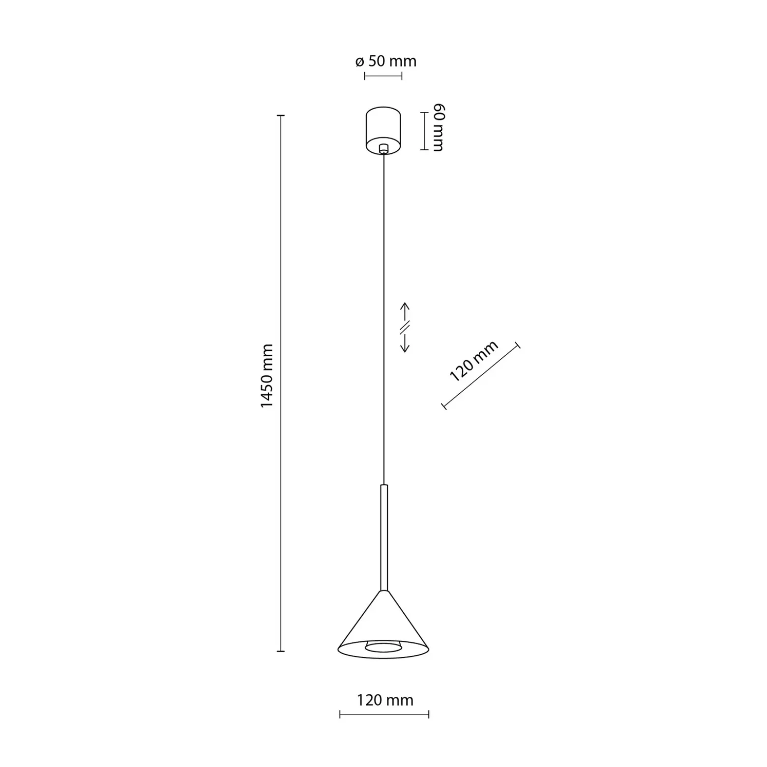 Lámpara colgante Cono Mini, 1 luz, Ø 12 cm, negro GU10