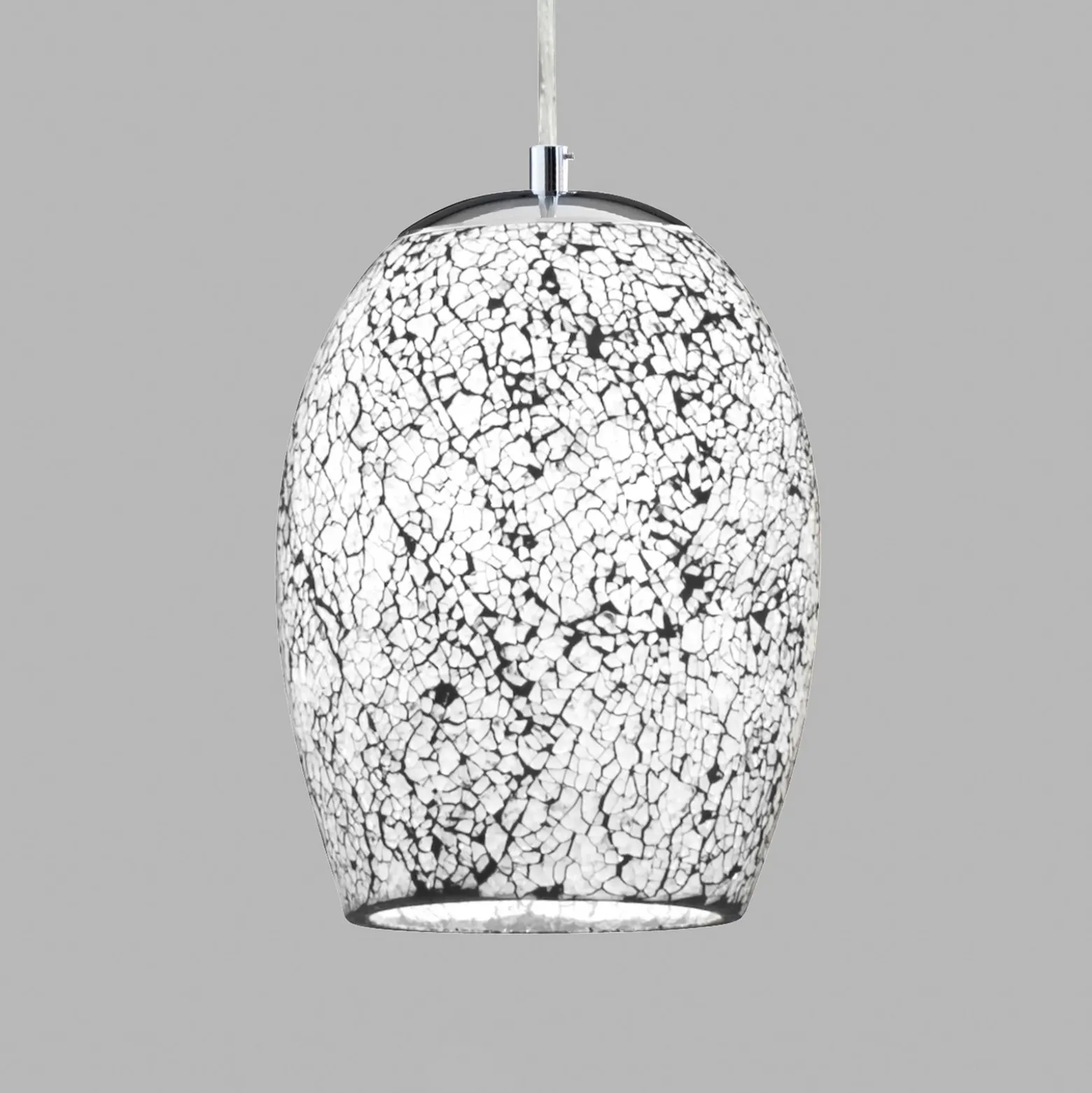 Lámpara colgante Crackle cromo-blanco