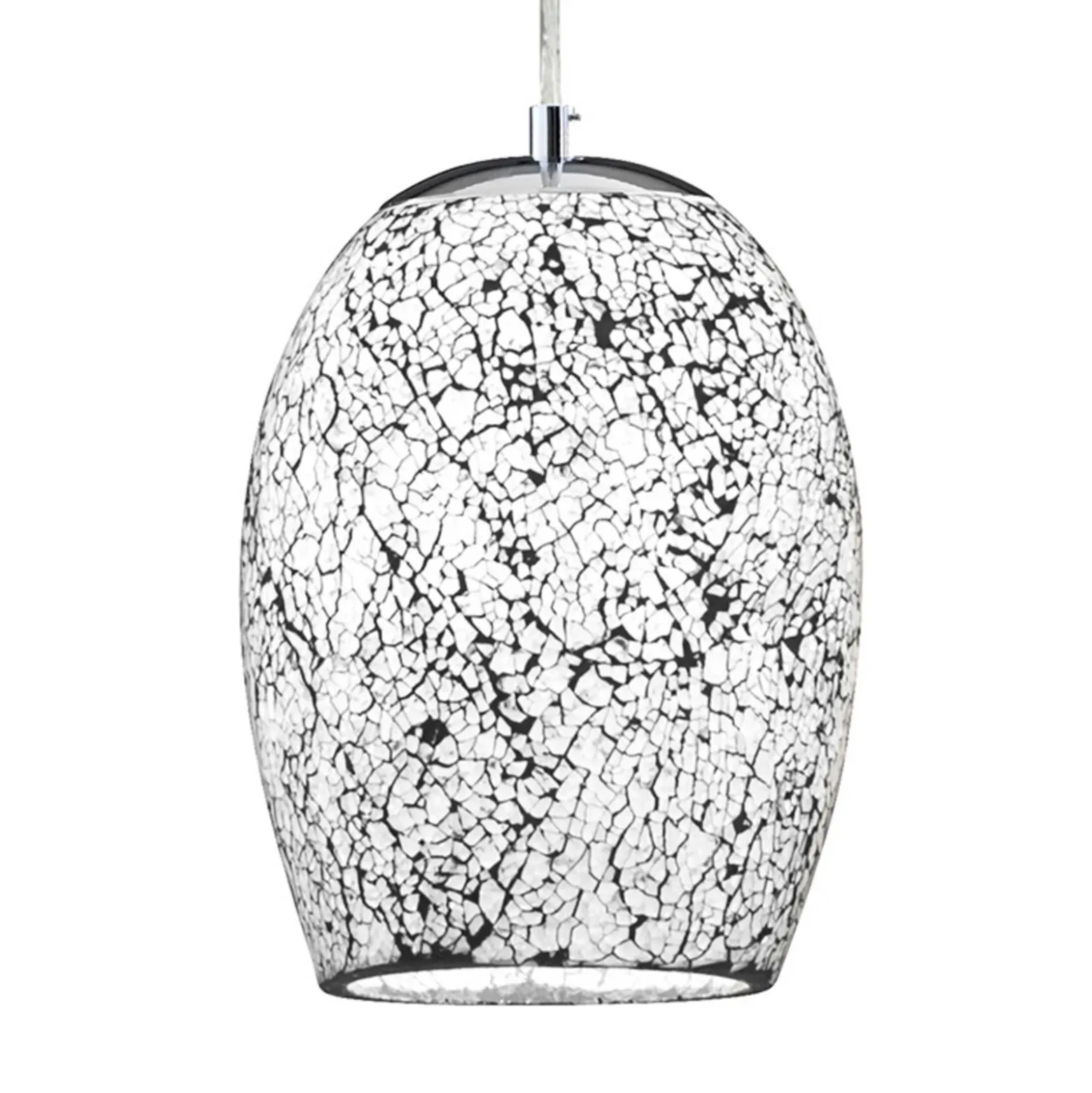 Lámpara colgante Crackle cromo-blanco