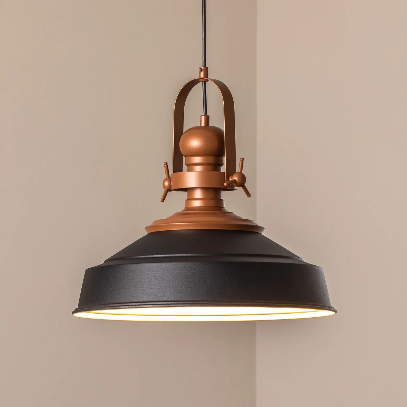 Lámpara colgante Craft, negra, metal, Ø 41 cm, E27