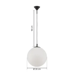 Lámpara colgante 562, cristal mate, capuchón/dosel negro