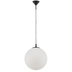 Lámpara colgante 562, cristal mate, capuchón/dosel negro