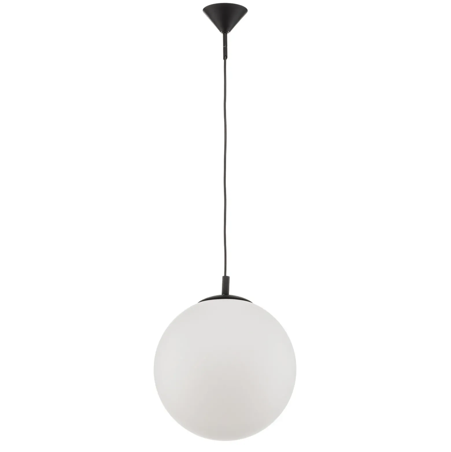 Lámpara colgante 562, cristal mate, capuchón/dosel negro