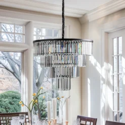 Lámpara colgante Cristal, transparente/negro, Ø 71 cm