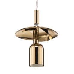 Lámpara colgante 562, cristal transparente, capuchón/dosel dorado