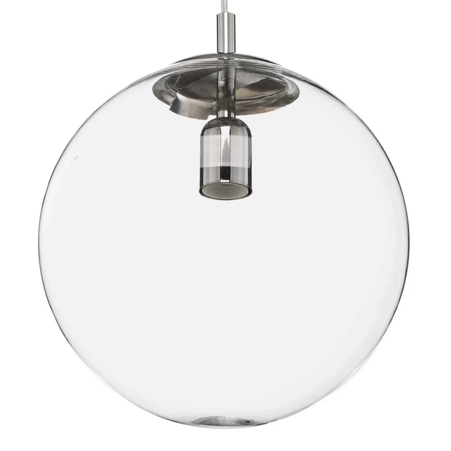 Lámpara colgante 562, cristal transparente, capuchón/dosel cromado
