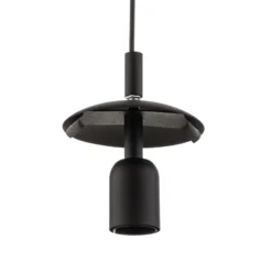 Lámpara colgante 562, cristal transparente, capuchón/dosel negro