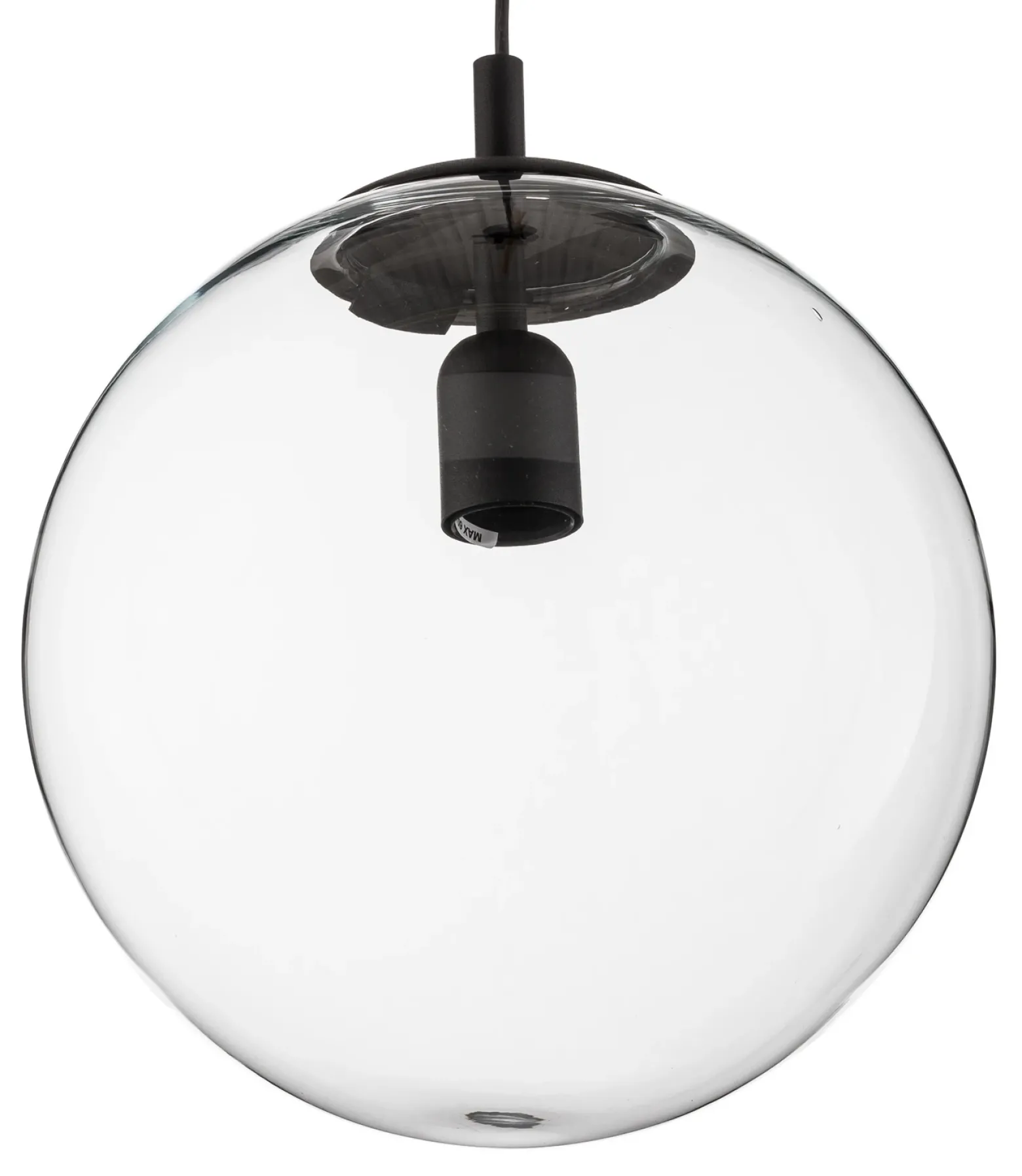Lámpara colgante 562, cristal transparente, capuchón/dosel negro
