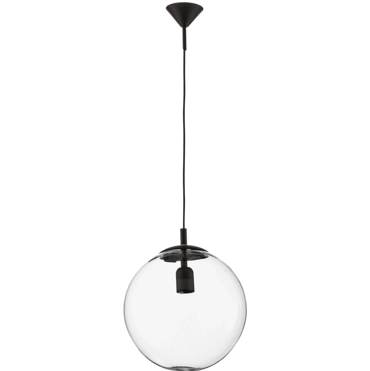 Lámpara colgante 562, cristal transparente, capuchón/dosel negro