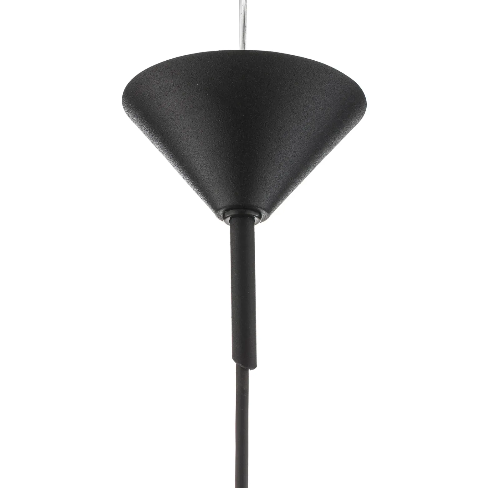 Lámpara colgante 562, cristal transparente, capuchón/dosel negro