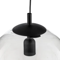 Lámpara colgante 562, cristal transparente, capuchón/dosel negro