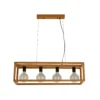 Lámpara colgante cuadrada, 4 luces, 90 cm de largo, bambú, E27