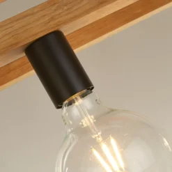Lámpara colgante cuadrada, 4 luces, 90 cm de largo, bambú, E27