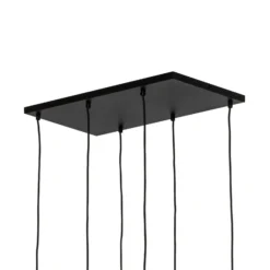 Lámpara colgante Cubus, 74 cm, 6 luces, transparente/miel/marrón, cristal