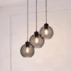 Lámpara colgante Cubus, Ø 50 cm, 3 luces, gris ahumado, cristal
