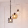 Lámpara colgante Cubus, Ø 50 cm, 3 luces, transparente/marrón miel, cristal