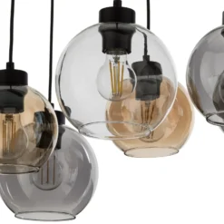Lámpara colgante Cubus, 68 cm, 8 luces, transparente/miel/marrón, cristal