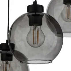 Lámpara colgante Cubus, Ø 50 cm, 3 luces, gris ahumado, cristal