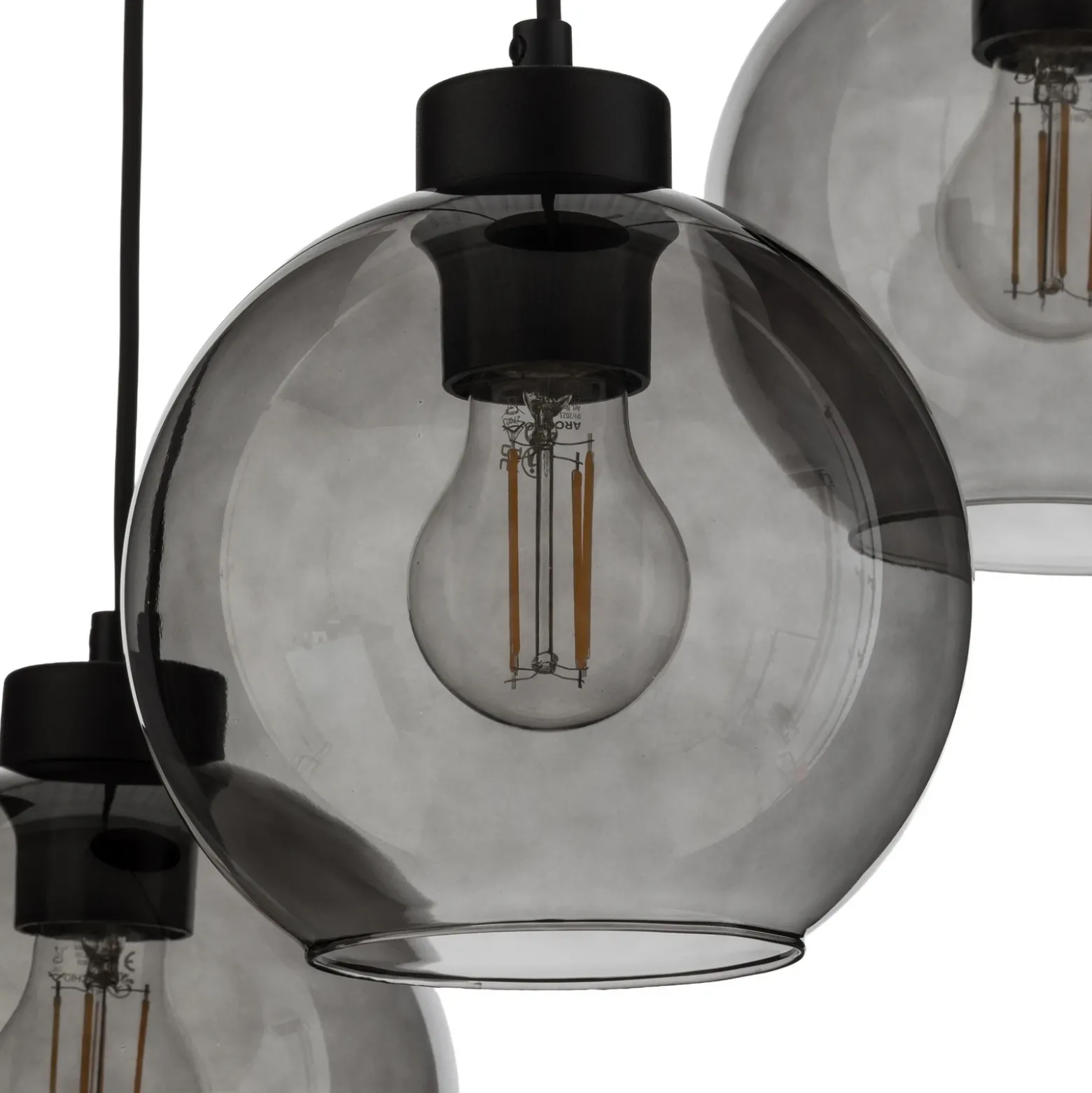 Lámpara colgante Cubus, Ø 50 cm, 3 luces, gris ahumado, cristal