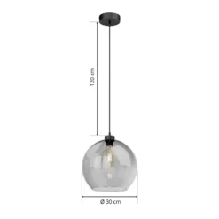 Lámpara colgante Cubus, gris humo, cristal, Ø 30 cm, E27