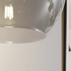 Lámpara colgante Cubus, gris humo, cristal, Ø 30 cm, E27